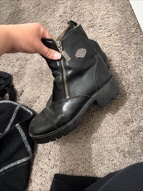 Harley-Davidson Black Leather Side-Zip Rider Boots